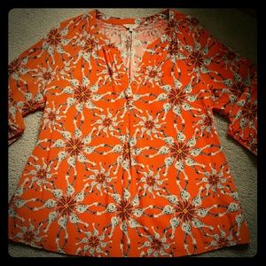 Funky Bright Crown & Ivy Giraffe Boho Rayon Top XL